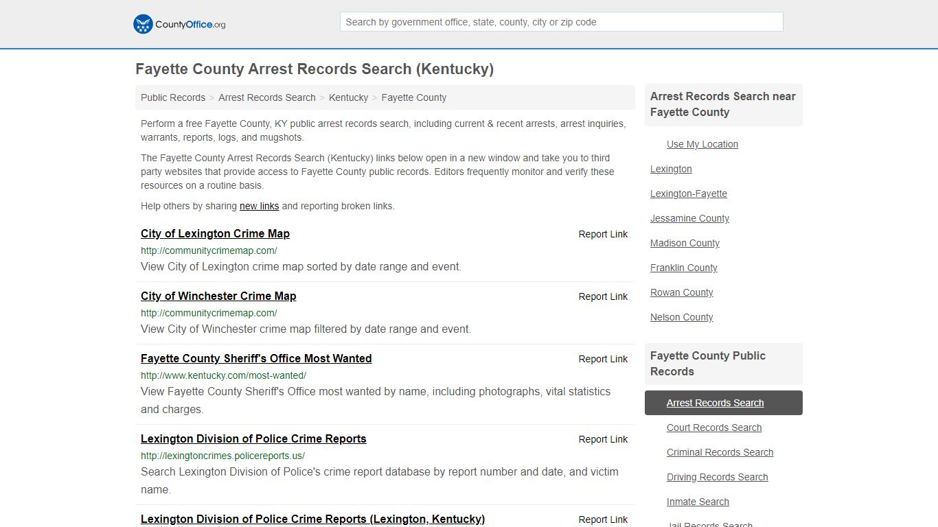 Arrest Records Search - Fayette County, KY (Arrests ...